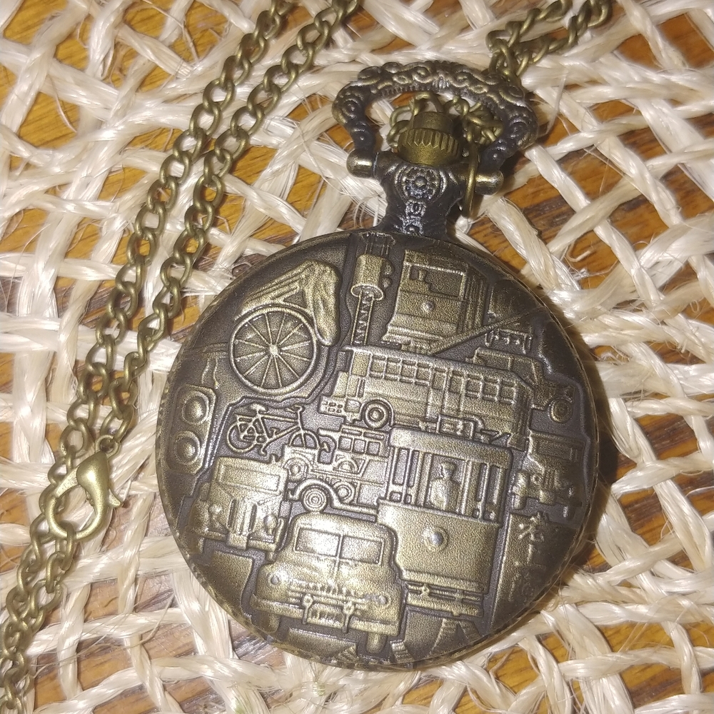 Steampunk vehicles pocket watch